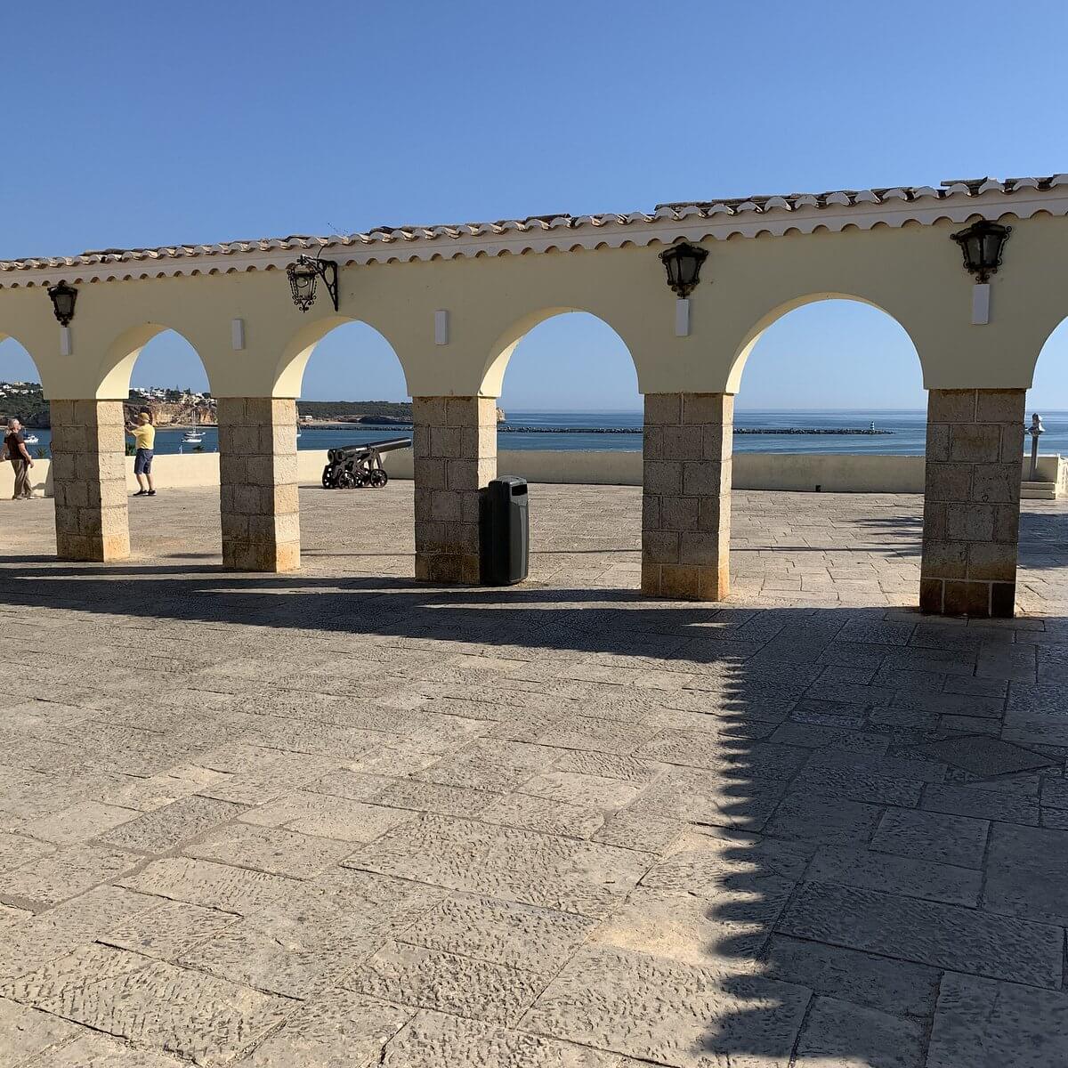 The historical stone battlements of Santa Catarina Fortress looking out over the Arade river mouth